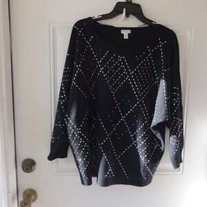 Spence black pull over sweater with sequins size L. $25